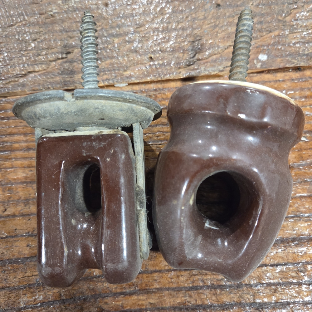 Vintage Brown Ceramic Insulators